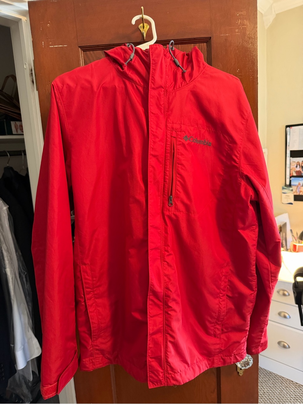 Columbia Red Men's Hooded Rain Shell Jacket